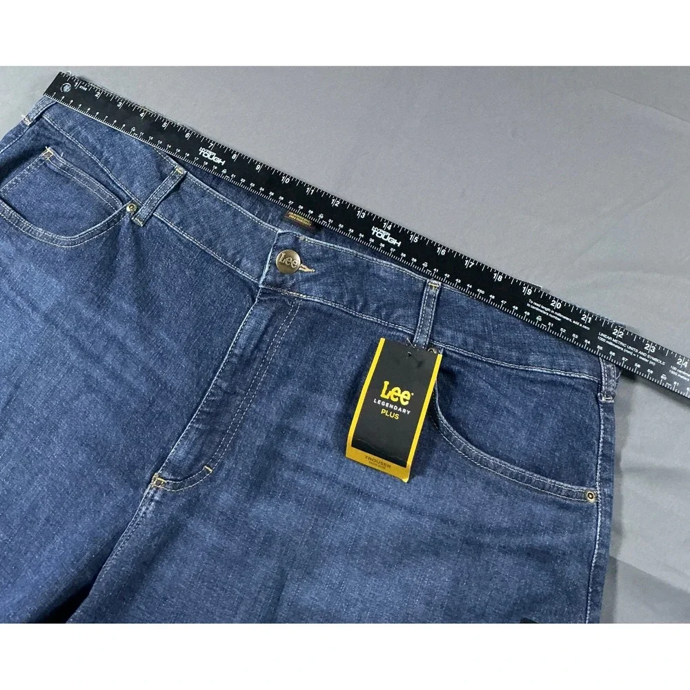 Lee‎ Legendary Plus Wide Leg Trouser Jeans 24W Long Dark Wash High Rise NWT - Picture 2 of 14